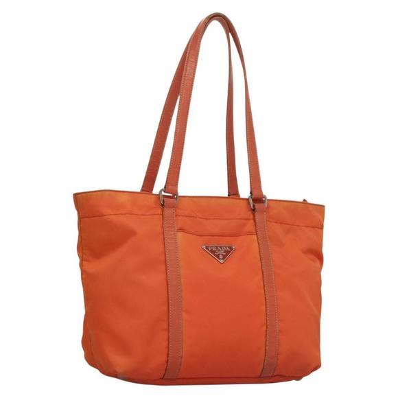 PRADA Tote Bag Nylon Orange Silver Auth 132636 - Picture 1 of 16